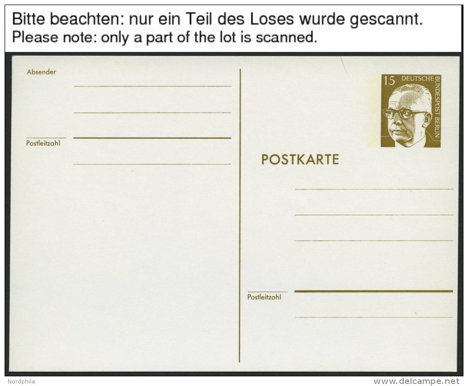 GANZSACHEN P 90b BRIEF, 1973, 15 Pf. Heuss In Dünnen Lettern, Weiß, Ungebraucht, 10 Prachtkarten, Mi. 170.- - Collections