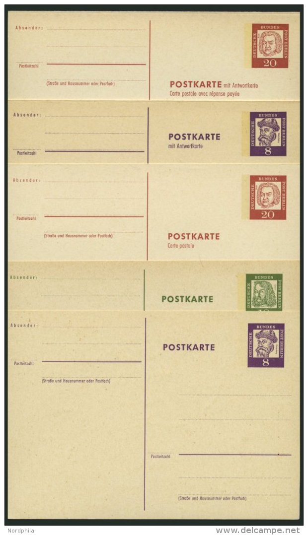 GANZSACHEN P 56-61 BRIEF, 1962, Bedeutende Deutsche In Grotesk, Komplett, Ungebraucht, 5 Prachtkarten, Mi. 81.25 - Collezioni