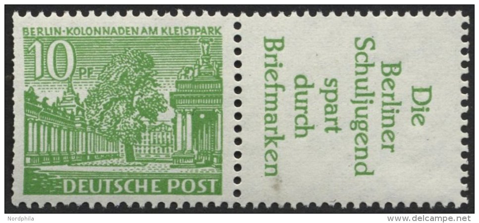 ZUSAMMENDRUCKE W 21 **, 1952, Bauten 10 + R3, Links Starke Heftchenzähnung Sonst Pracht, Mi. 90.- - Se-Tenant