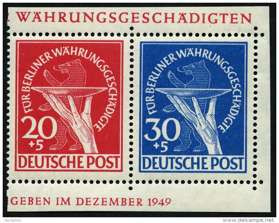 BERLIN 69/70 **, 1949, 20 Und 30 Pf. Währungsgeschädigte Im Paar Aus Block, Pracht - Oblitérés