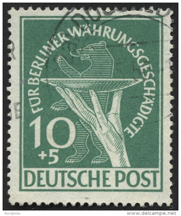 BERLIN 68 O, 1949, 10 Pf. Währungsgeschädigte, üblich Gezähnt Pracht, Gepr. Schlegel, Mi. 190.- - Oblitérés