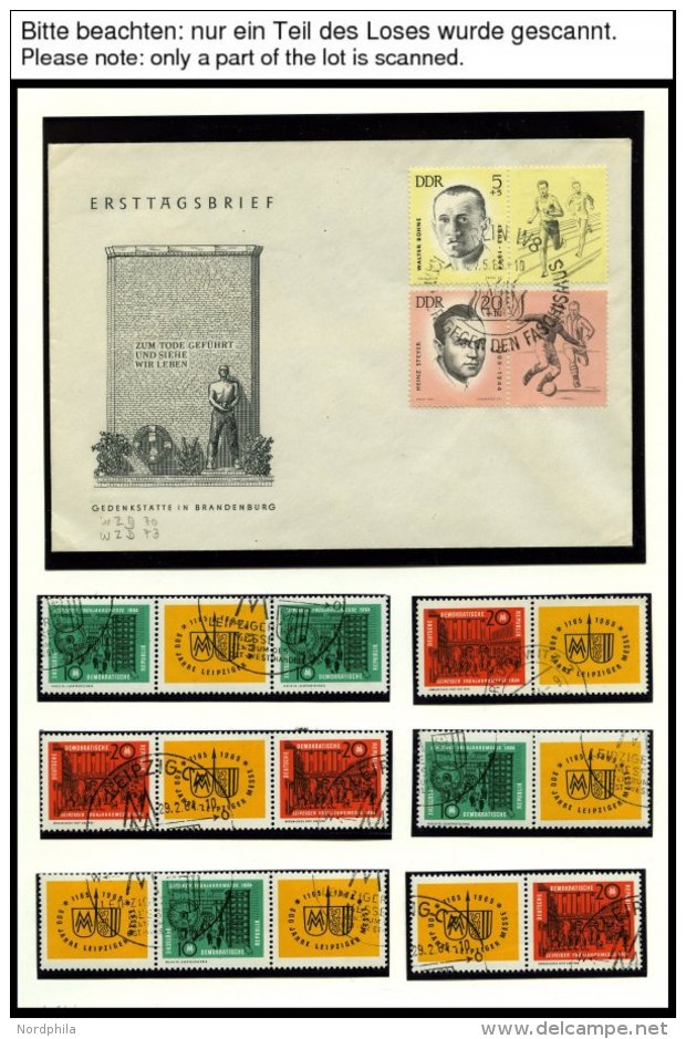 SAMMLUNGEN O, Gestempelte Sammlung Zusammendrucke Und Kleinbogen DDR Von 1960-90 Im Album, Dazu Einige FDC`s Und Einzelm - Collections