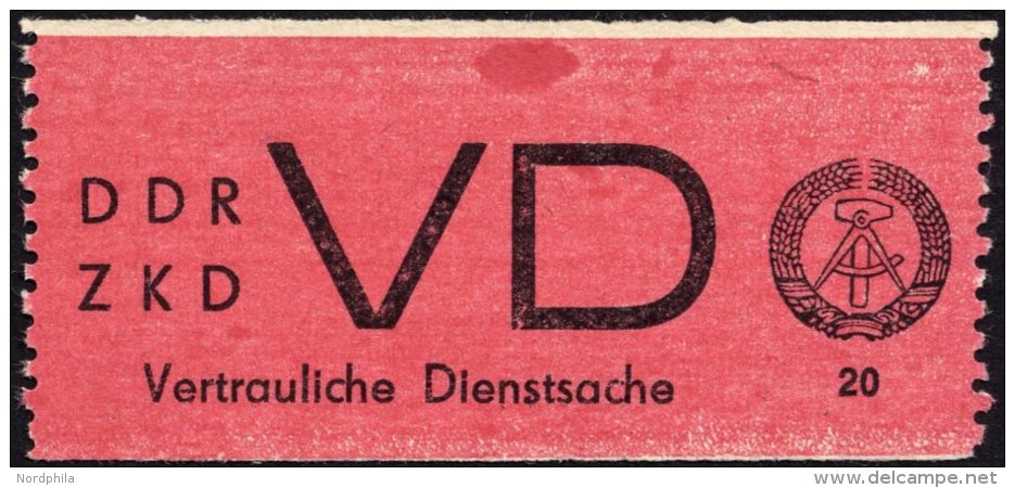 DIENSTMARKEN D VD 1A **, 1965, 20 Pf. Bräunlichrot/schwarz, Gezähnt 91/2, üblich Gezähnt Pracht, Mi. - Autres & Non Classés