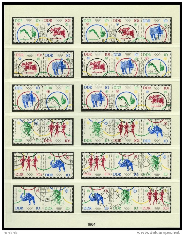 DDR 1039-44 O, 1964, Olympische Sommerspiele, Alle 24 Zusammendrucke Komplett (W Zd 126-137 Und S Zd 52-63), Pracht - Oblitérés