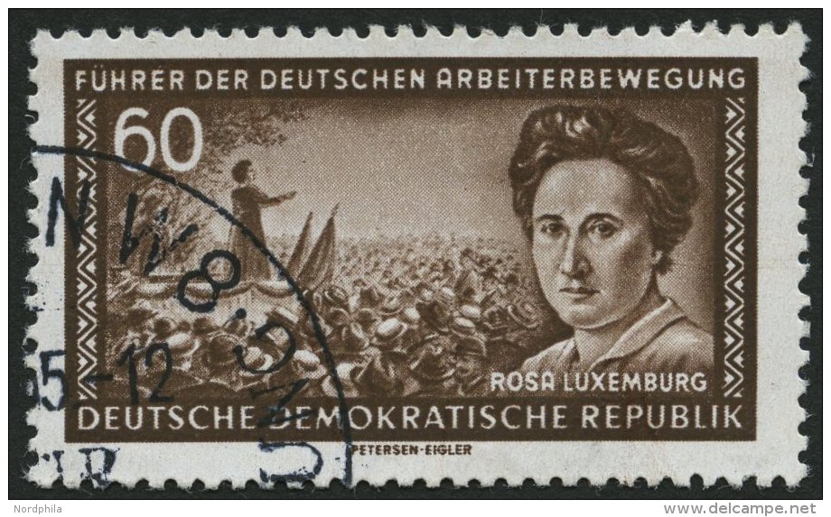 DDR 478XI O, 1955, 60 Pf. Rosa Luxemburg, Wz. 2XI, Pracht, Gepr. Schönherr, Mi. 60.- - Oblitérés