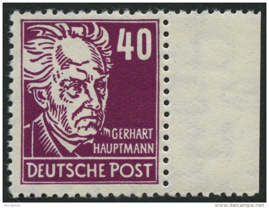 DDR 336zXII **, 1952, 40 Pf. Hauptmann, Gewöhnliches Papier, Wz. 2XII, Pracht, Gepr. Schönherr, Mi. 70.- - Oblitérés