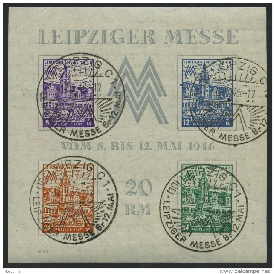 WEST-SACHSEN Bl. 5Ya O, 1946, Block Leipziger Messe, Wz. 1Y, Type IV, Sonderstempel, Pracht, Mi. 350.- - Autres & Non Classés