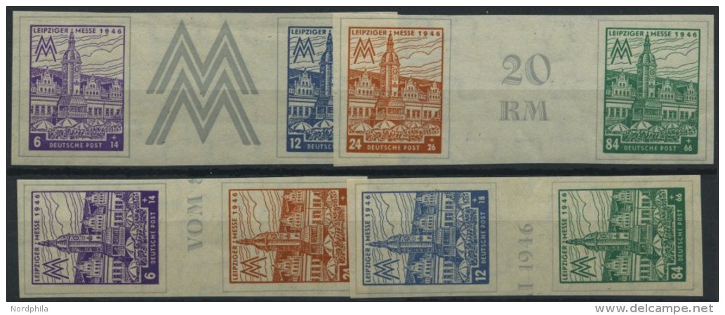 WEST-SACHSEN 162-65CYa **, 1946, Leipziger Messe, Wz. 1Y, Alle 4 Zusammendrucke Aus Block 5Ya, Herstellungsbedingte Kala - Altri & Non Classificati