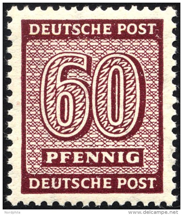 WEST-SACHSEN 137Yb **, 1945, 60 Pf. Schwärzlichbraunkarmin, Wz. 1Y, Pracht, Gepr. Ströh, Mi. 500.- - Autres & Non Classés