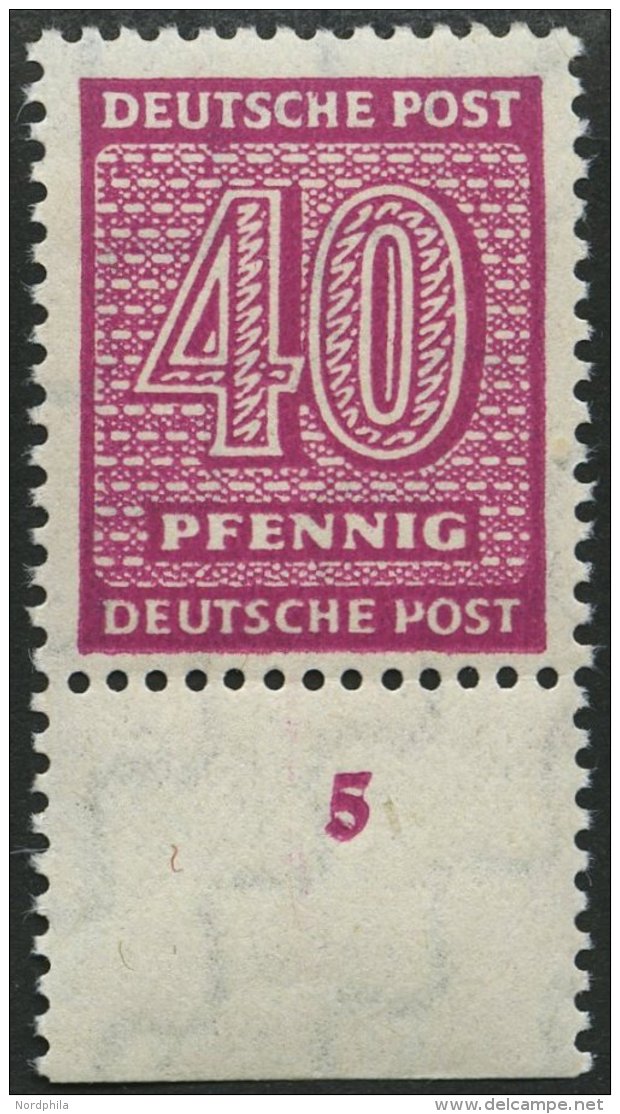 WEST-SACHSEN 136Xc **, 1945, 40 Pf. Lebhaftrotlila, Wz. 1X, Unterrandstück, Pracht, Gepr. Dr. Jasch, Mi. 300.- - Other & Unclassified