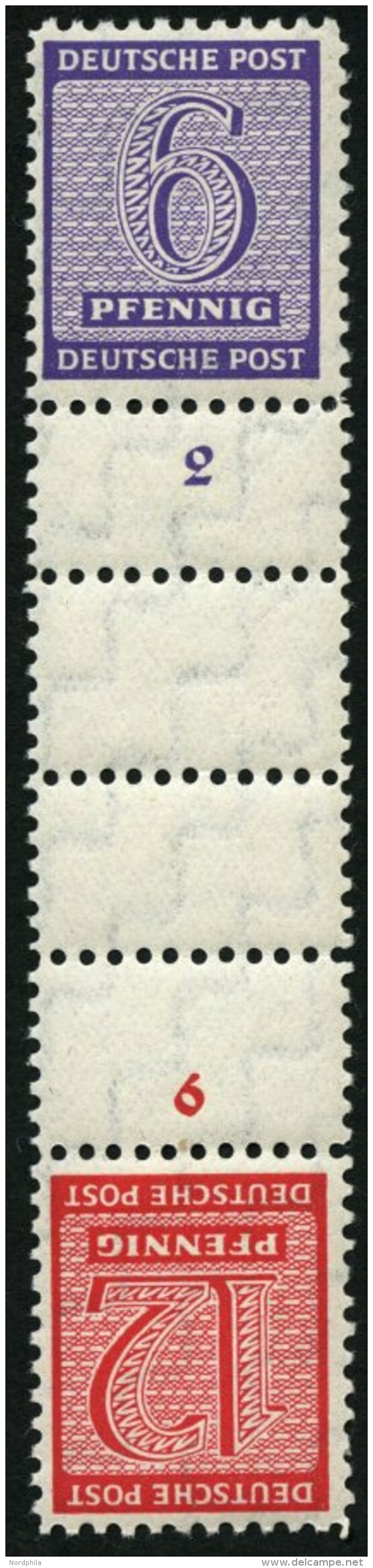 WEST-SACHSEN SK Zd 6 **, 1945, Versuchszähnung 6 + Z + Z + 12, Pracht, Mi. 60.- - Autres & Non Classés
