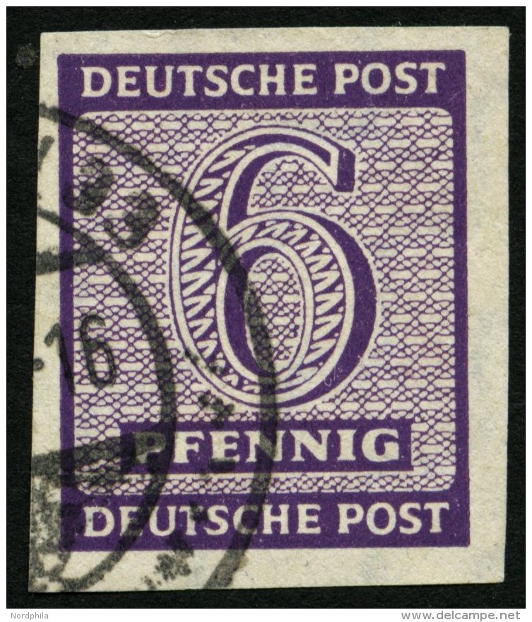 WEST-SACHSEN 117Xb O, 1945, 6 Pf. Dunkelrotviolett, Wz. 1X, Pracht, Gepr. Dr. Jasch, Mi. 50.- - Autres & Non Classés