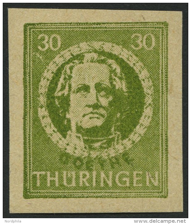 THÜRINGEN 99V1 **, 1945, Versuchsdruck: 30 Pf. Dunkelolivgrün, Pracht, Gepr. Sturm, Mi. 100.- - Autres & Non Classés