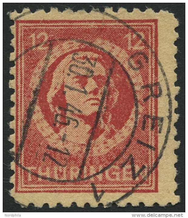 THÜRINGEN 97AXar O, 1945, 12 Pf. Karminrot, Vollgummierung, Hellchromgelbes Papier, Dicke Gummierung, Pracht, Kurzb - Autres & Non Classés