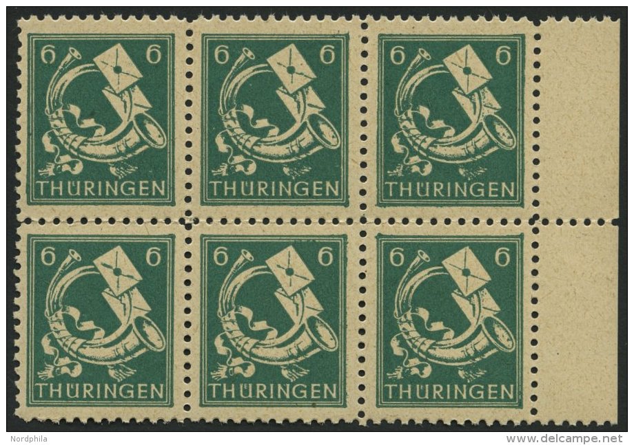 THÜRINGEN 95AXbs **, 1945, 6 Pf. Schwärzlichbläulichgrün, Vollgummierung, Hellchromgelbes Papier, Ho - Autres & Non Classés