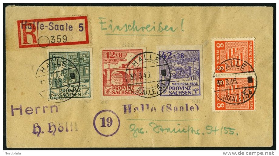 PROVINZ SACHSEN 88BII BRIEF, 1946, 12 Pf. Wiederaufbau, Ungezähnt, Mit Abart Geflicktes Loch Im Brückenbogen, - Autres & Non Classés