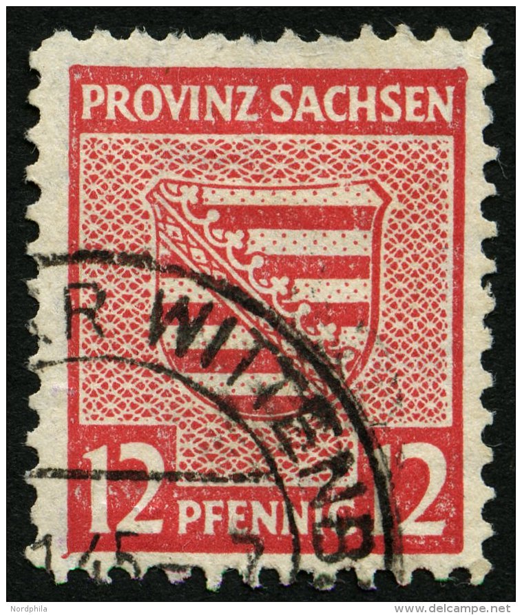 PROVINZ SACHSEN 71XA O, 1945, 12 Pf. Dunkelrosarot, Vierseitig Gezähnt, Feinst (kleine Zahnfehler), Gepr. Schulz, M - Autres & Non Classés