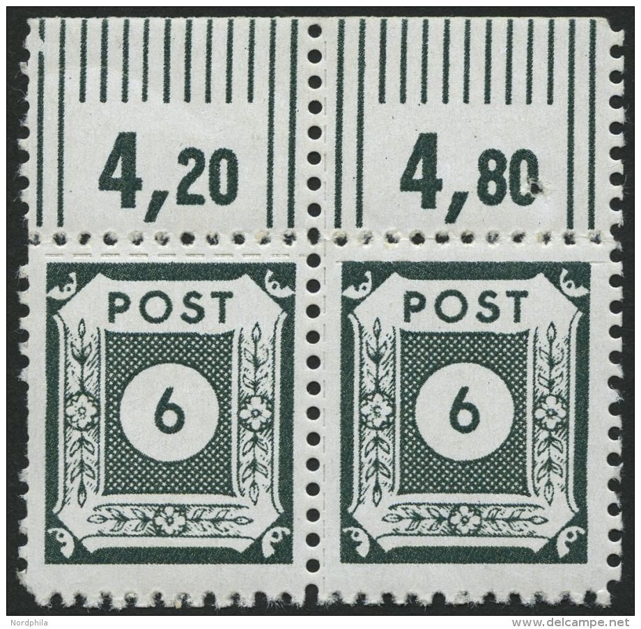 OST-SACHSEN 43BbII/DII **, 1945, 6 Pf. Schwarzblaugrün Mit Durchstich 10 Und Zusätzlicher Linienzähnung 1 - Autres & Non Classés