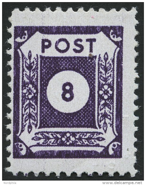 OST-SACHSEN 44cDIII *, 1945, 8 Pf. Lebhaftgrauviolett Coswig, Gezähnt L 111/2, Falzreste, Pracht, Gepr. Kunz, Mi. ( - Autres & Non Classés