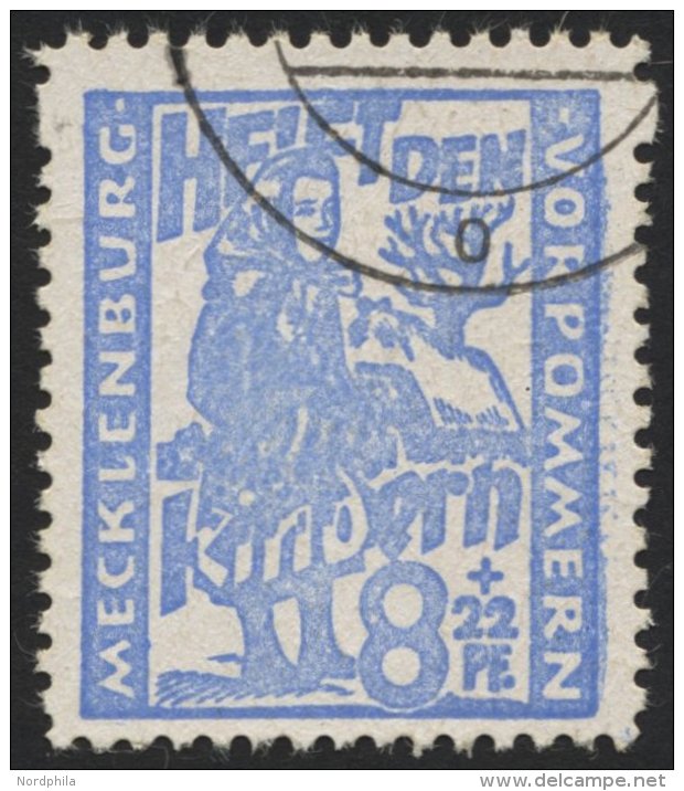 MECKLENBURG-VORPOMMERN 27a O, 1945, 8 Pf. Hellultramarin Kinderhilfe, Pracht, Gepr. Kramp, Mi. 60.- - Autres & Non Classés