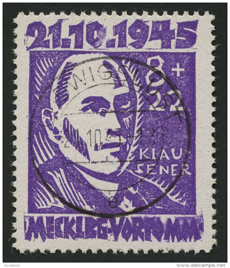 MECKLENBURG-VORPOMMERN 21 O, 1945, 8 Pf. Faschismus, Pracht, Gepr. Kramp, Mi. 80.- - Autres & Non Classés