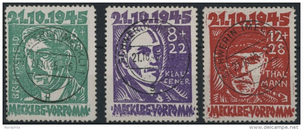 MECKLENBURG-VORPOMMERN 20-22a O, 1945, Faschismus, Prachtsatz, Gepr. Kramp, Mi. 240.- - Autres & Non Classés