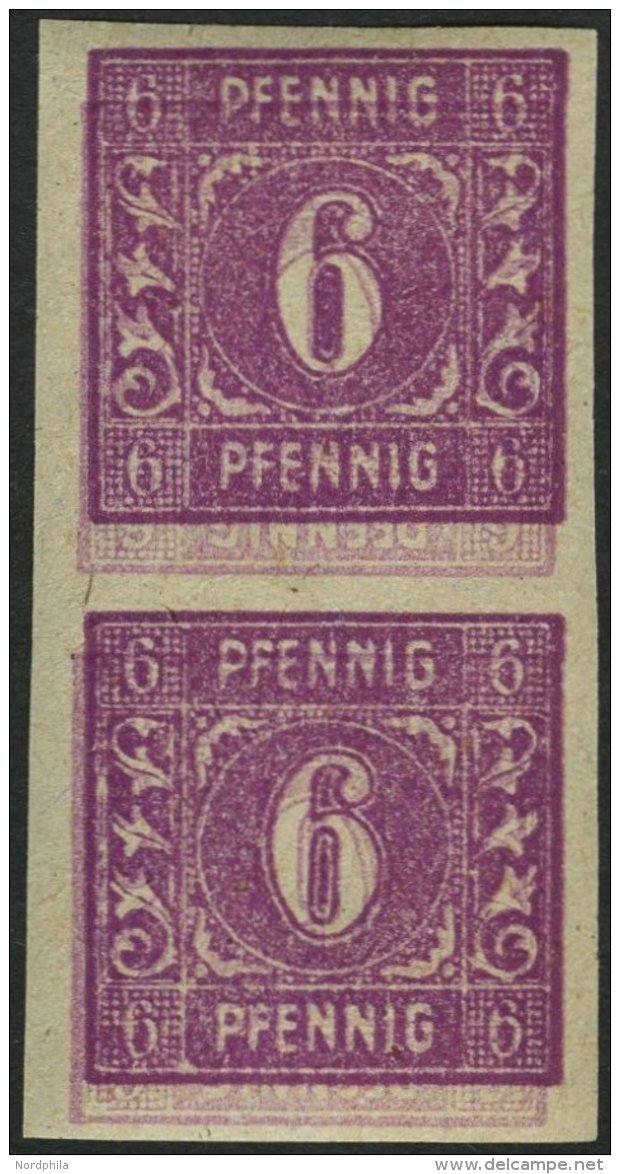 MECKLENBURG-VORPOMMERN 9bDKU Paar **, 1946, 6 Pf. Dunkelpurpur, Doppeldruck, Einer Davon Kopfstehend, Ungezähnt, Im - Autres & Non Classés