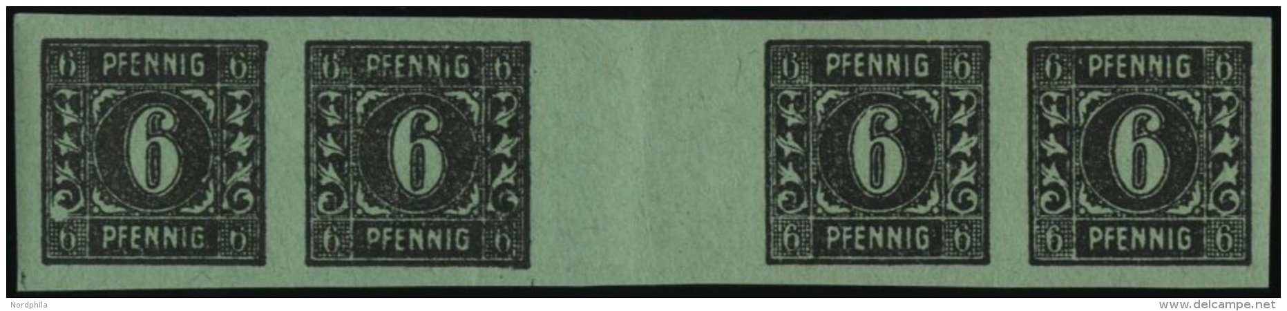 MECKLENBURG-VORPOMMERN 8xZWU **, 1945, 6 Pf. Schwarz Auf Hellbläulichgrün Im Zwischenstegpaar, Ungezähnt, - Autres & Non Classés