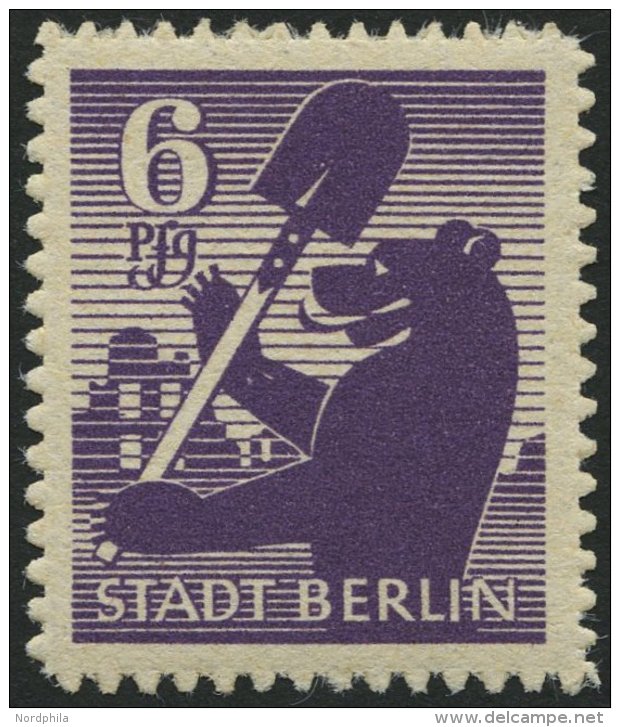 BERLIN UND BRANDENBURG 2Bb **, 1945, 6 Pf. Dunkelgrauviolett, Durchstochen, Pracht, Kurzbefund Ströh, Mi. 600.- - Autres & Non Classés