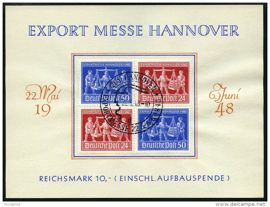 ALLIIERTE BES. V Zd 1 O, 1948, Exportmesse Im Viererblock, Ersttags-Sonderstempel, Pracht, Kurzbefund H.D. Schlegel, Mi. - Autres & Non Classés