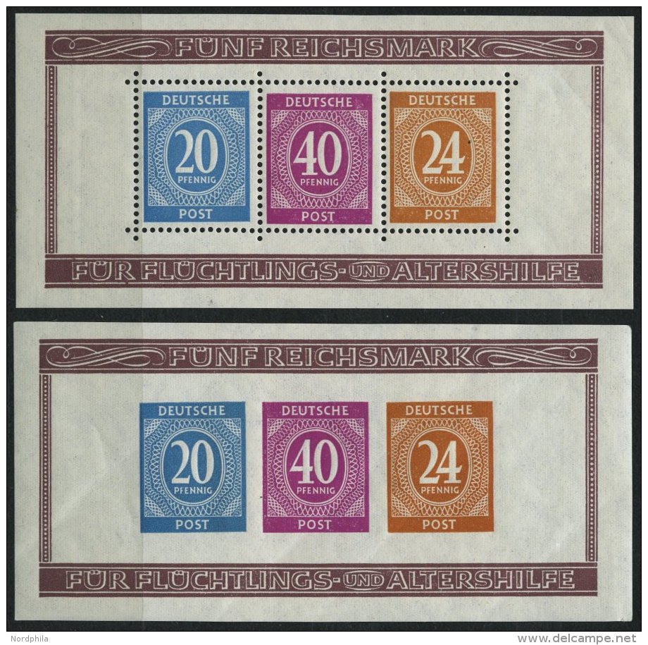 ALLIIERTE BES. Bl. 12A/B **, 1946, Blockpaar Briefmarken-Ausstellung, übliche Gümmibüge, Pracht, Mi. 120. - Autres & Non Classés