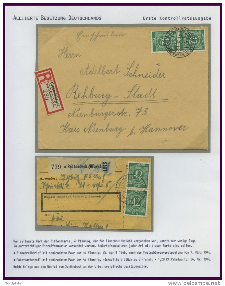 ALLIIERTE BES. 930 Brief,BrfStk , 1946, 42 Pf. Smaragdgrün Als Mehrfachfrankatur Im Senkrechten Paar Auf Einschreib - Autres & Non Classés