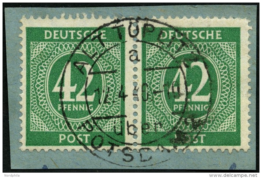 ALLIIERTE BES. 930 Paar BrfStk, 1946, 42 Pf. Smaragdgrün Im Waagerechten Paar, Prachtbriefstück, Mi. (80.-) - Autres & Non Classés