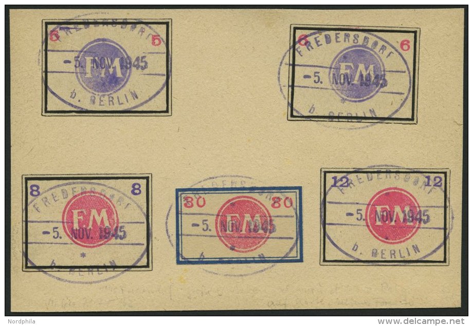 FREDERSDORF Sp246-49,55 BRIEF, 1945, 5 - 12 Pf., Rahmengröße 38x28 Mm, Kleine Wertziffern Und 30 Pf., Rahmeng - Postes Privées & Locales