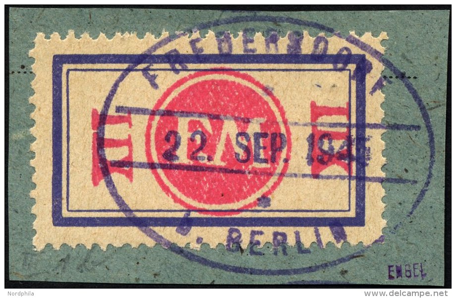 FREDERSDORF Sp 164F BrfStk, 1945, XII Pf., Rahmengröße 38x21 Mm, Mit Abart Aufdruck Mittelrosa, Prachtbriefst - Postes Privées & Locales