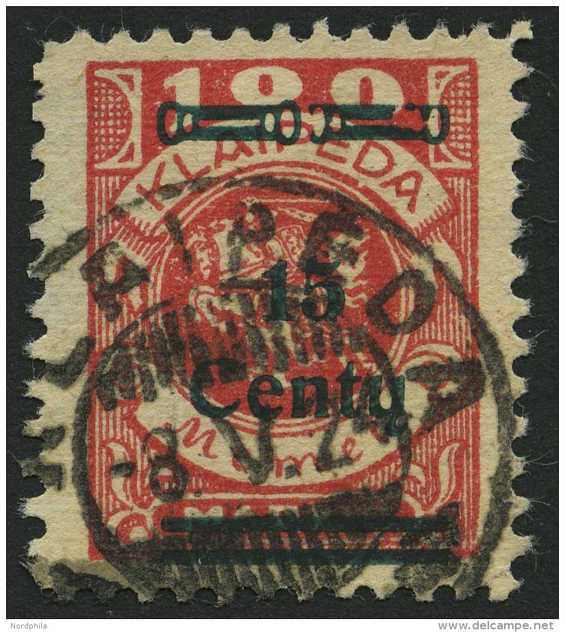 MEMELGEBIET 211Ie O, 1923, 15 C. Auf 100 M. Dunkelrosa Enger Abstand, Feinst (helle Stelle), Gepr. Huylmans - Memel (Klaipeda) 1923