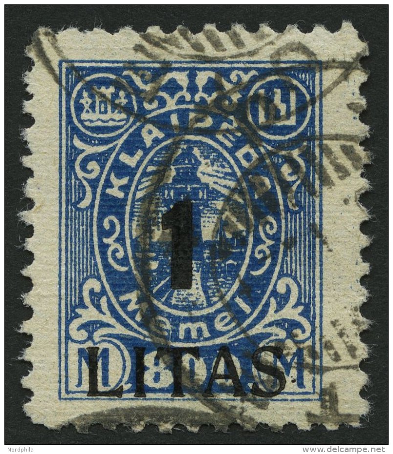 MEMELGEBIET 202I O, 1923, 1 L. Auf 800 M. Blau Mit Abart Enger Abstand Zwischen 1 Und LITAS, Pracht, Gepr. Dr. Petersen, - Memel (Klaïpeda) 1923