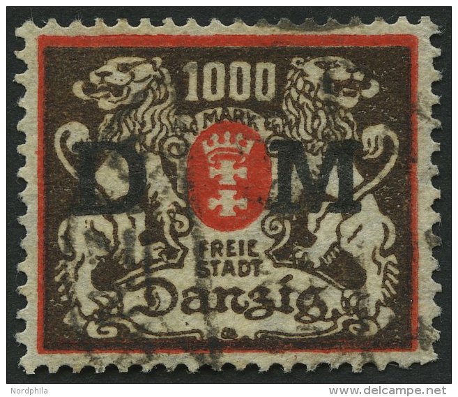 DIENSTMARKEN D 40 O, 1923, 1000 M. Rot/schwarzbraun, Pracht, Gepr. Dr. Oechsner Und Infla, Mi. 120.- - Autres & Non Classés