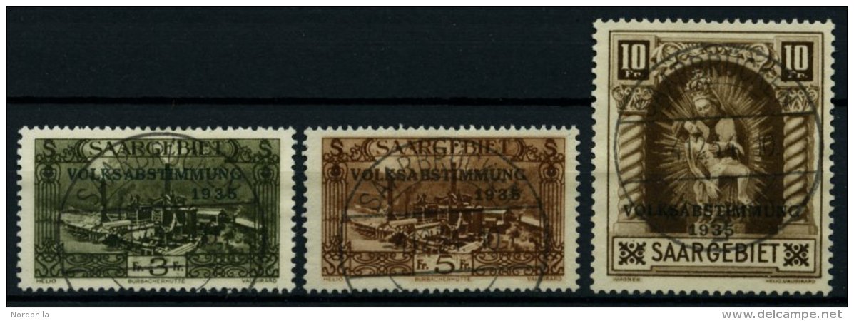 SAARGEBIET 192-94 O, 1934, 3 - 10 Fr. Volksabstimmung, 3 Prachtwerte, Gepr. Geigle, Mi. 127.- - Autres & Non Classés
