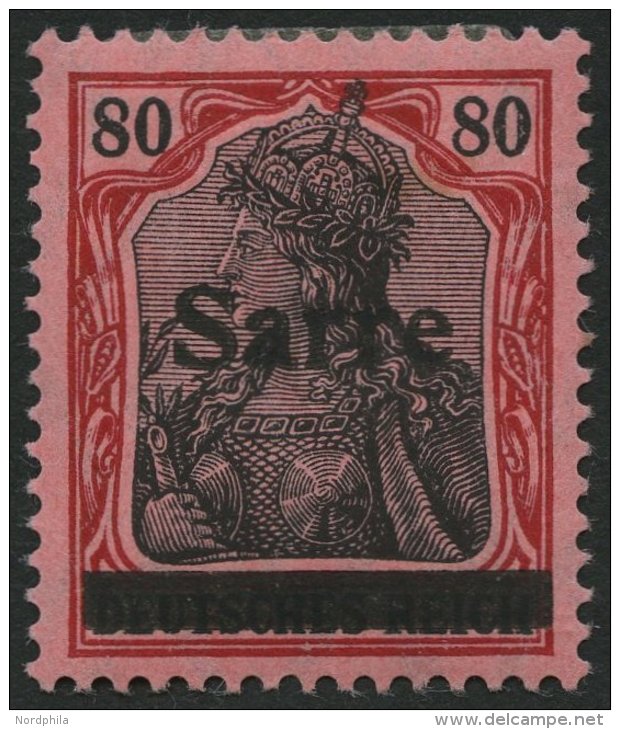 SAARGEBIET 16I *, 1920, 80 Pf. Karminrot/grauschwarz Auf Mittelgraurot, Type I, Falzreste, Pracht, Gepr. H. Ney, Mi. 240 - Autres & Non Classés