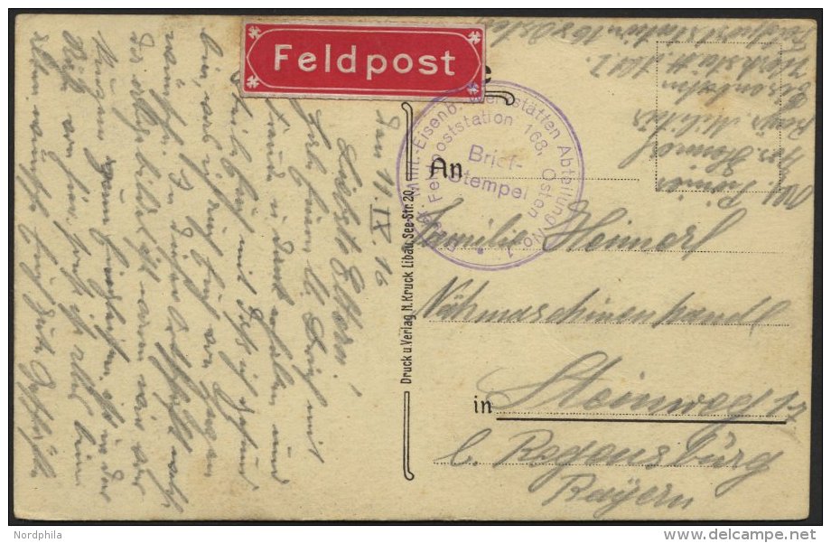 LETTLAND Feldpoststation Nr. 168, 11.9.16 (ohne Feldpoststempel), Auf Ansichtskarte (Grobin) In Die Nähe Von Regens - Lettonie