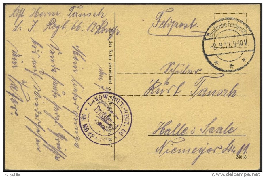 DT. FP IM BALTIKUM 1914/18 23. Landwehr-Division, 8.9.17, Mit Tarnstempel DEUTSCHE FELDPOST *** Auf Ansichtskarte (Nach - Lettonie