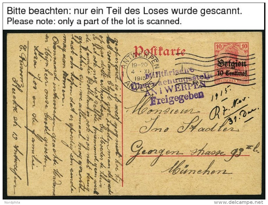 LANDESPOST IN BELGIEN P BRIEF, 1916/8, 8 Gebrauchte Ganzsachenkarten, Alle Mit Zensurstempeln, Pracht, Besichtigen! - Occupation 1914-18