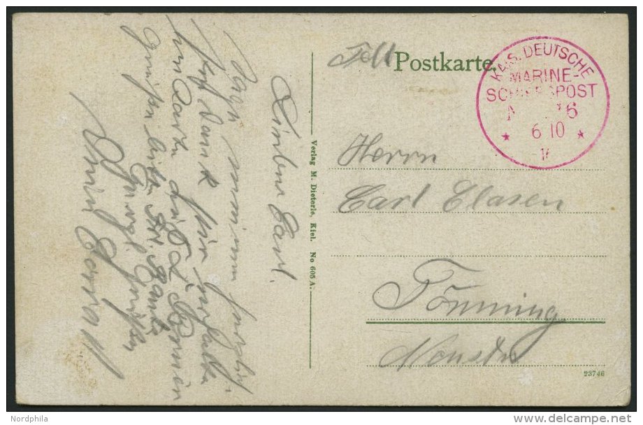 MSP VON 1914 - 1918 ?16 Roter Marinepoststempel, 6.10.1916, Feldpost-Ansichtskarte, Pracht - Maritime