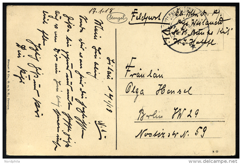 MSP VON 1914 - 1918 235 (2. Halbflottille Der Handelsschutzflottille), 13.1.1918, Datumsstempel, Feldpost-Ansichtskarte - Maritime