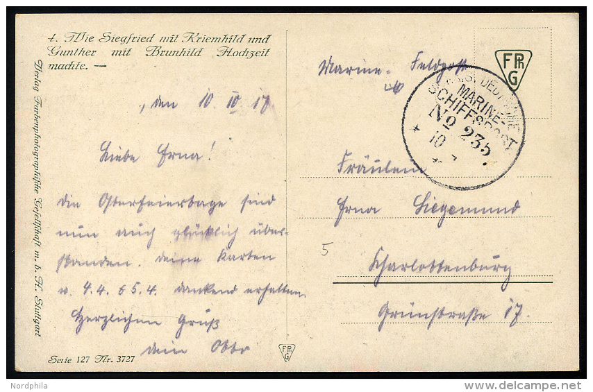 MSP VON 1914 - 1918 235 (2. Halbflottille Der Handelsschutzflottille), 10.10.1917, Feldpost-Künstlerkarte Nach Char - Maritiem