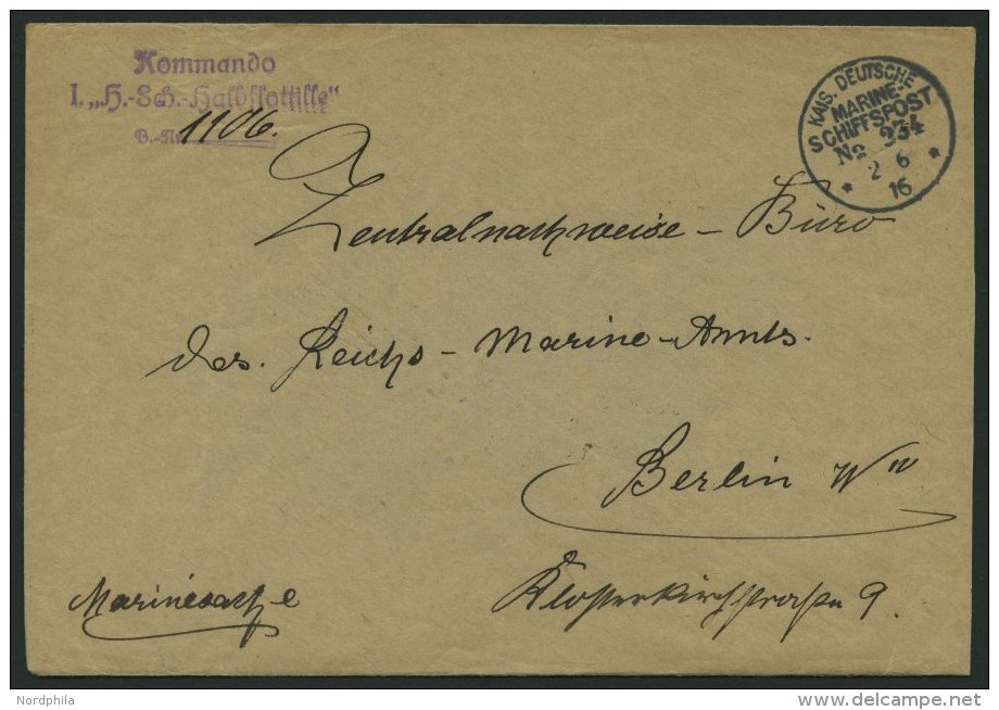 MSP VON 1914 - 1918 234 (I. Handelsschutz-Halbflottille), 2.6.1916, Marinesache (Dienstbrief) Des Kommandos Der I. Hande - Maritime
