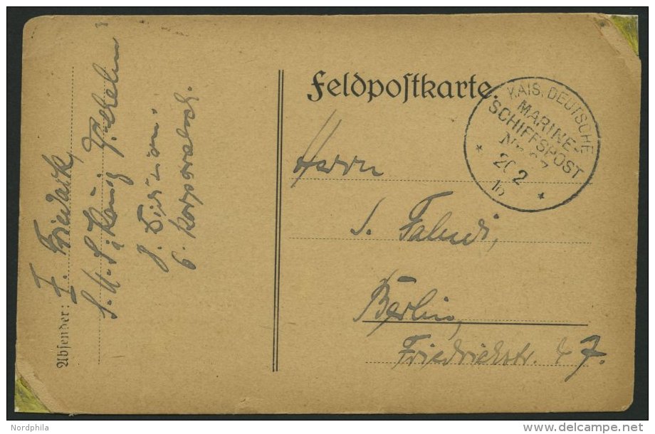 MSP VON 1914 - 1918 97 (Großer Kreuzer KÖNIG WILHELM), 20.2.1916, Feldpostkarte Von Bord Der König Wilhe - Maritime