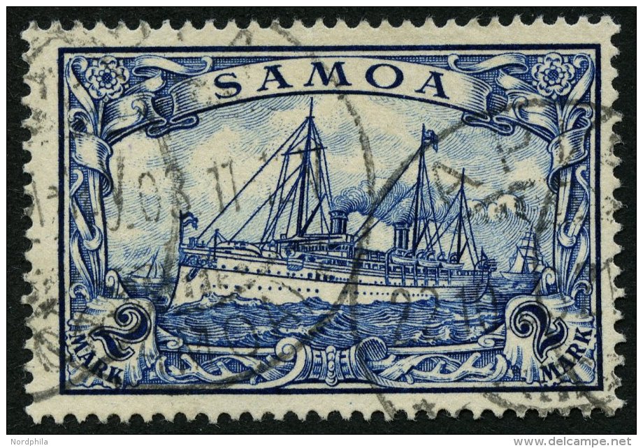 SAMOA 17 O, 1901, 2 M. Schwärzlichblau, Pracht, Mi. 120.- - Samoa