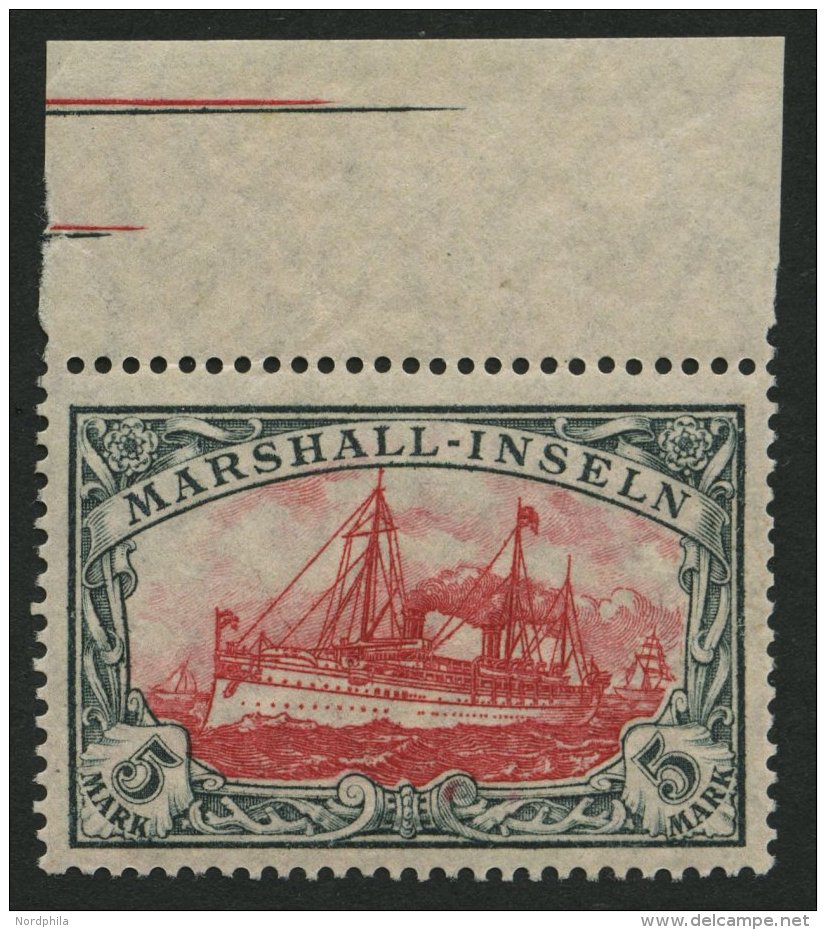 MARSHALL-INSELN 27BI **, 1916, 5 M. Grünschwarz/dunkelkarmin, Mit Wz., Gezähnt B, Rahmen Type I, Mittelst&uuml - Marshall